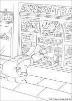 Paddington Bear coloring page in book store