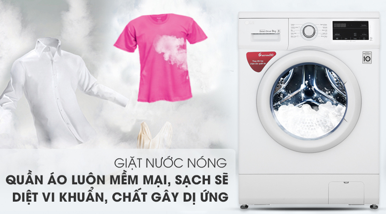 Giặt nước nóng - Máy giặt LG Inverter 9 kg FM1209N6W Giặt nước nóng - Máy giặt LG Inverter 9 kg FM1209N6W