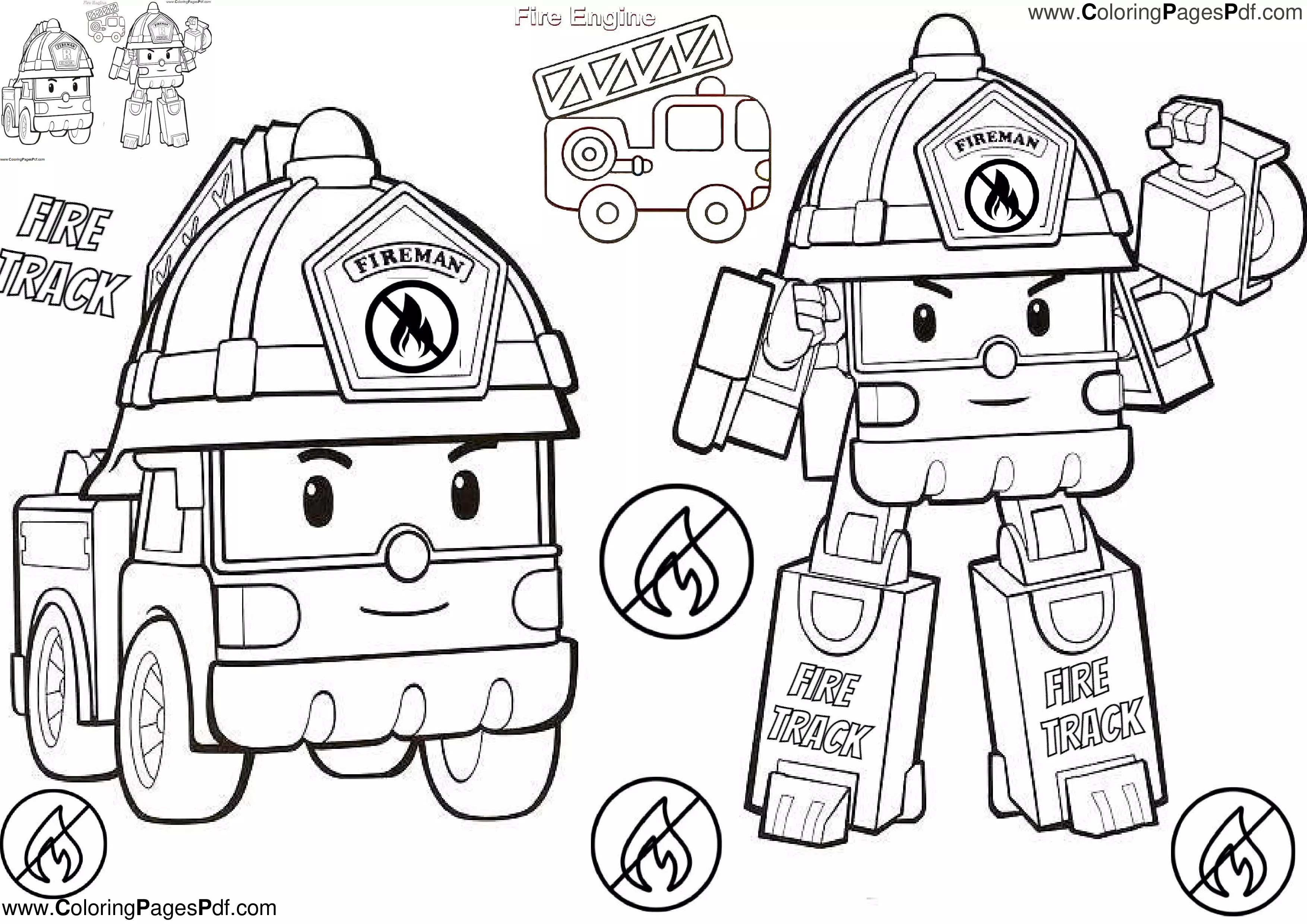 Fire truck coloring pages for kids