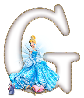 Abecedario de Cenicienta con Vestido de Fiesta, Zapato de Cristal y Hada Madrina.
