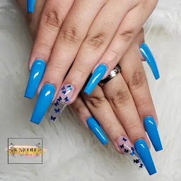 Blue nails with butterflies