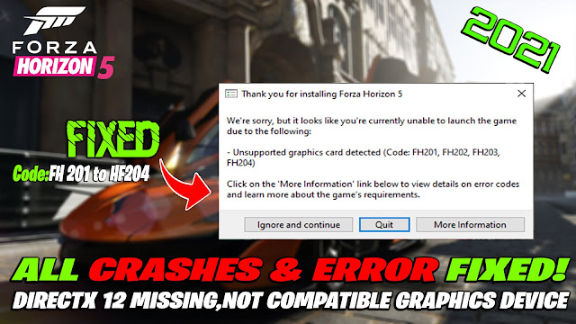 Forza Horizon 5 FIX Crashing,Error FH201 to FH204 & Not Launching On PC