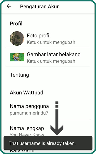 nama pengguna digunakan