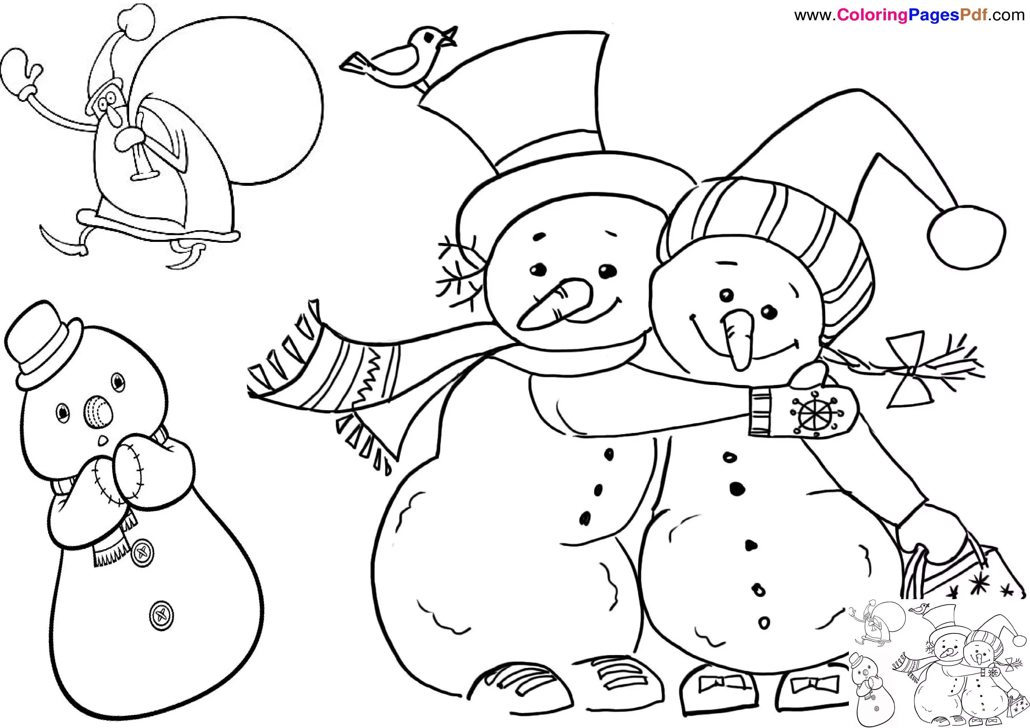 Cute snowman coloring pages