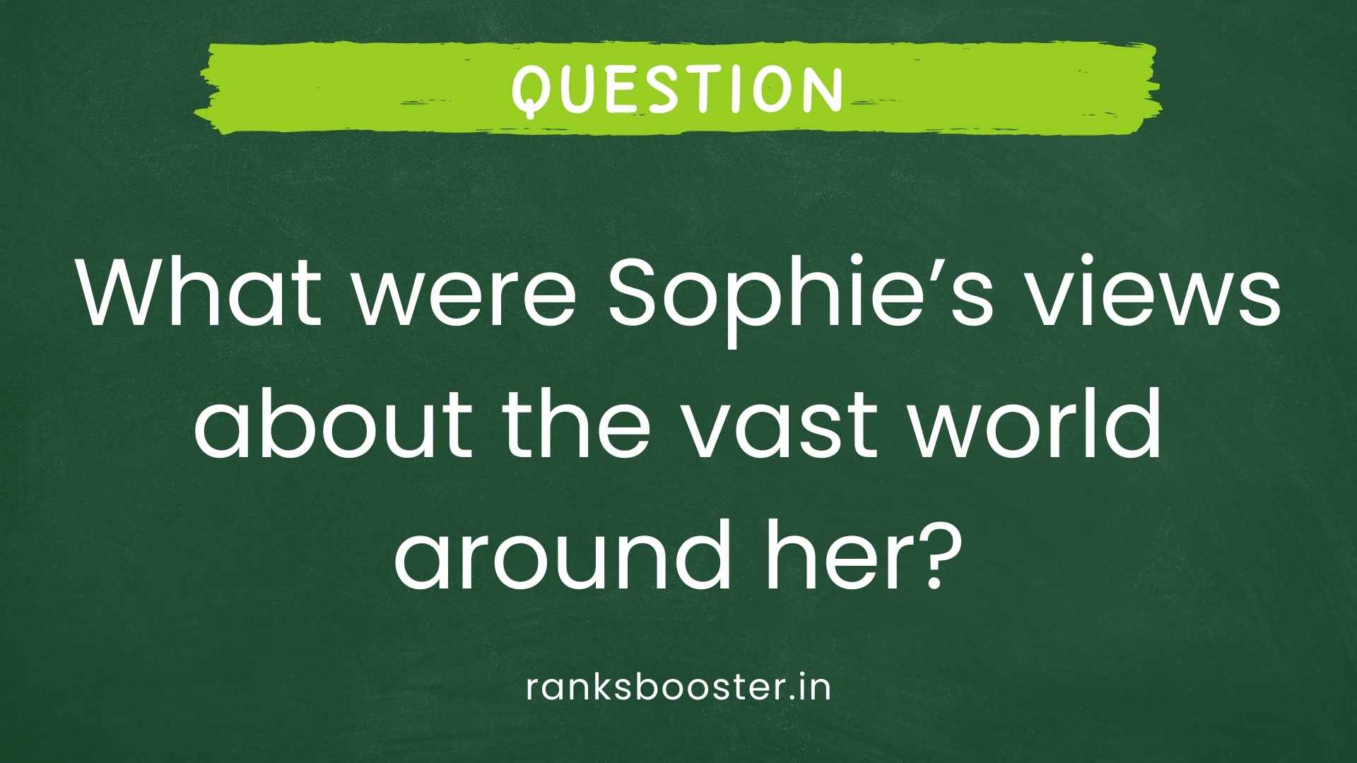 Question: What were Sophie’s views about the vast world around her?
