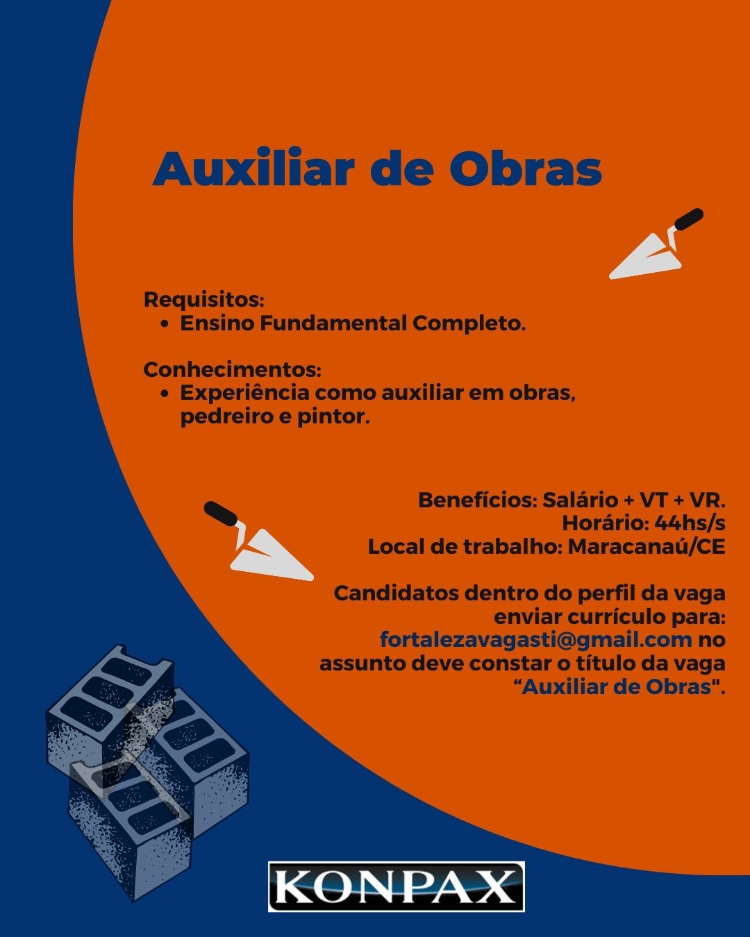 AUXILIAR DE OBRAS - FORTALEZA/CE