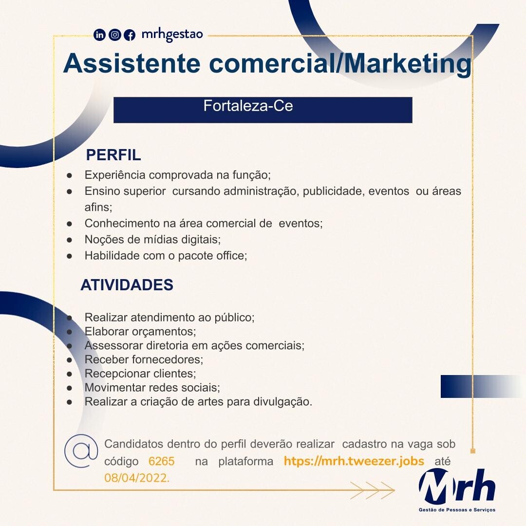 ASSISTENTE COMERCIAL/MARKETING