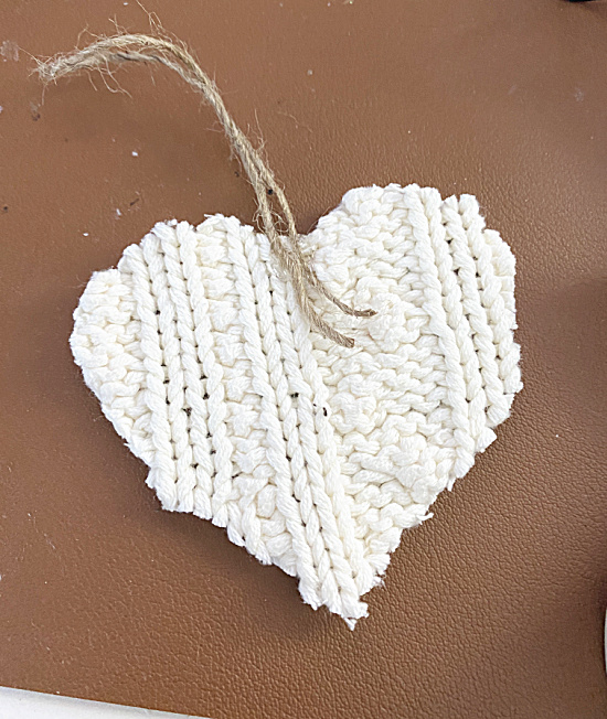 glue dot and twine on heart