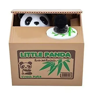 Cute Panda Automated Steal Stealing Money Saving Box Bank perfect novelty piggy bank for home and office desks hown - store