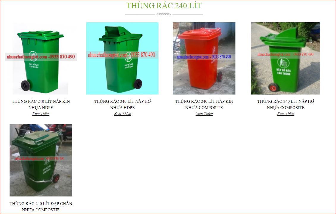 Thùng rác công nghiệp 240 lít, thùng rác giá rẻ 240l, thùng đựng ...