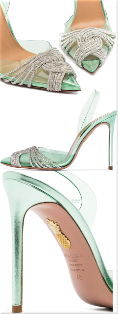 ♦Aquazzura Gatsby mint green crystal-embellished slingback strap leather sandal #aquazzura #shoes #green #brilliantluxury