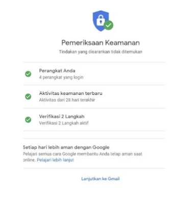 Jika kata sandi baru sudah berhasil dibuat, klik ‘Lanjutkan ke Gmail.