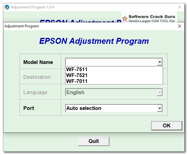 Resetter Epson WF7511 WF7521 WF7011 ink absorber program Free Download