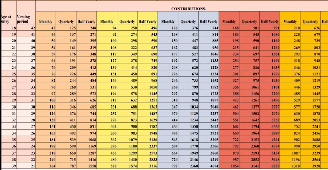 atal pension yojana chart 2022