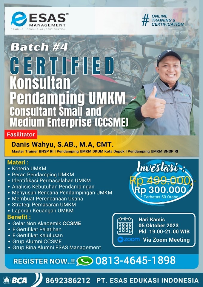 WA.0813-4645-1898 | Certified Consultant Small And Medium Enterprise (CCSME) 5 Oktober 2023