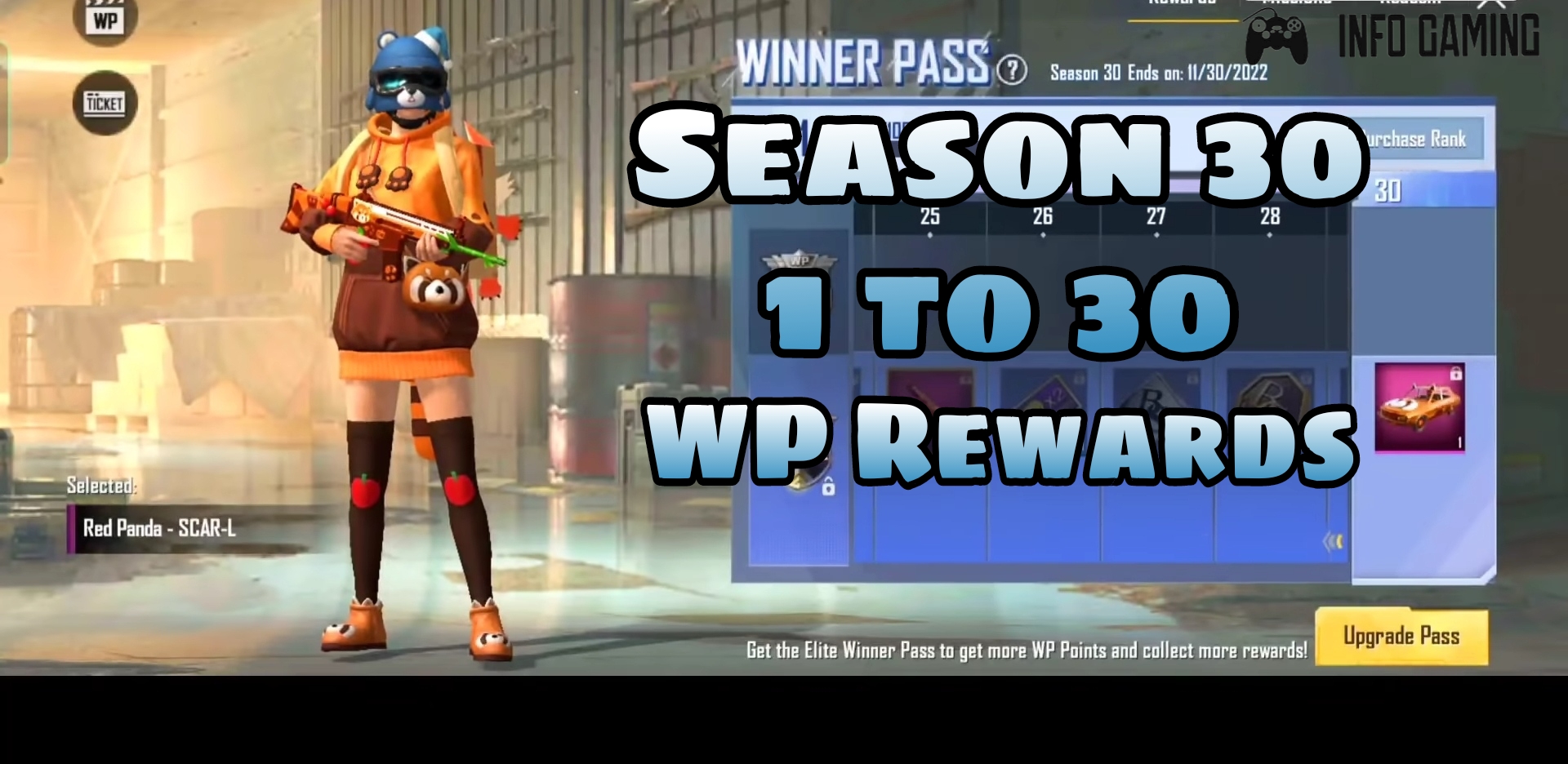 PUBG Mobile Lite Season 30 Winner Pass 1 to 30 WP rewards