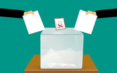 illustration of a ballot placed in a box