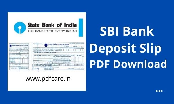 SBI Deposit Slip pdf download