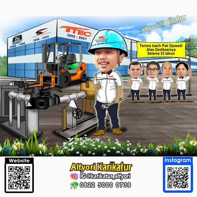 Karikatur Perpisahan Kantor Pesanan PT Toyota Auto Body - Tokai Extrusion (TTEC)