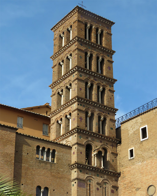 Bell tower, Basilica of Saints John and Paul on the Caelian Hill, Piazza dei Santi Giovanni e Paolo, Rome