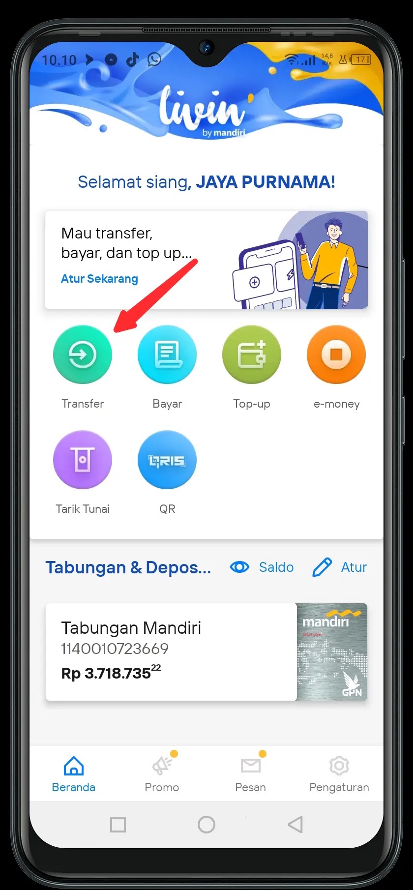 Cara Transfer Antar Bank di Livin Mandiri dengan BI Fast