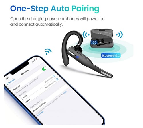 MANACUBE Wireless Bluetooth5.1 Earpiece Single-Ear Headset