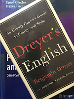 Dreyer's English, by Benjamin Dreyer, superimposed on Intermediate Physics for Medicine and Biology.