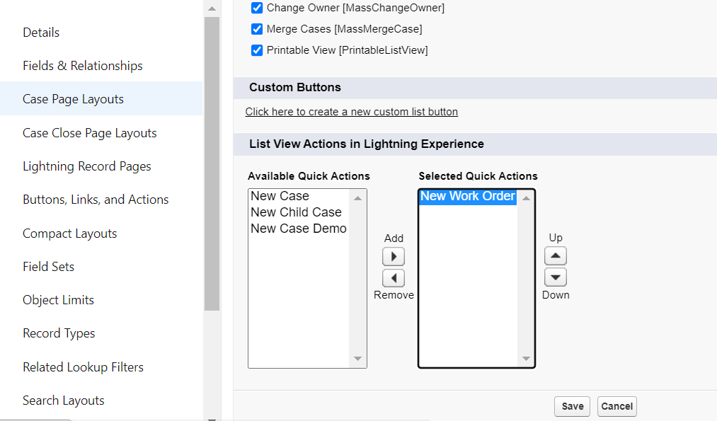 Add action to search layouts salesforce