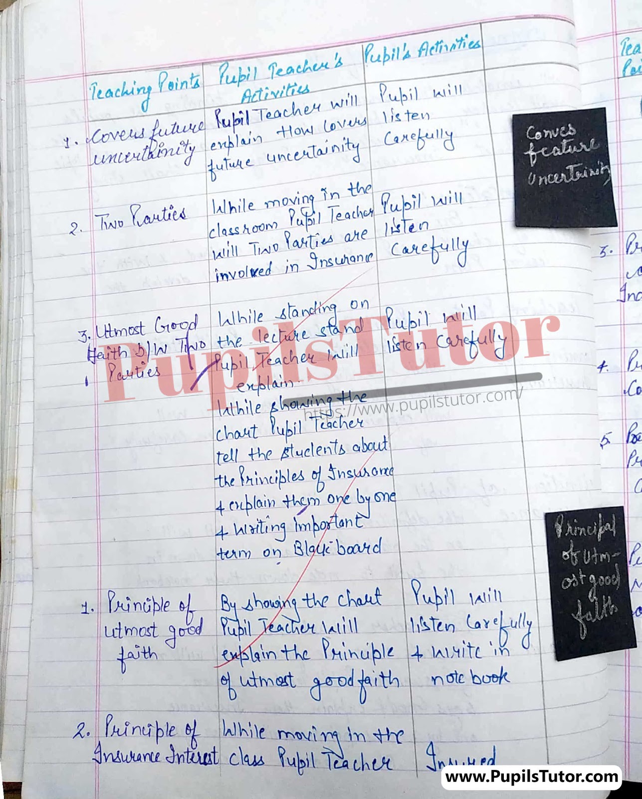 How To Make Economics Lesson Plan For Class 11 On Insurance And Its Features In English – [Page And Photo 4] – pupilstutor.com