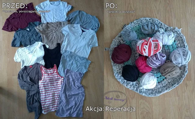 t-shirt yarn DIY ze starych ubrań - Akcja:Reperacja u Adzika