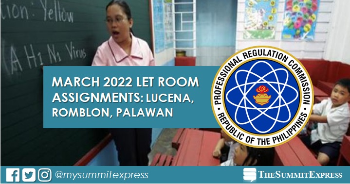 Room Assignments: March 2022 LET in Lucena, Romblon, Palawan