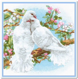 Скачать схему вышивки «Белые голуби» 1856 Riolis