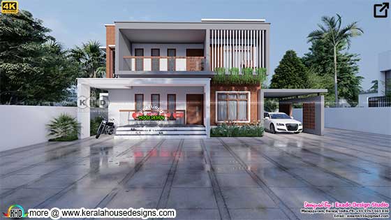 Modern house front elevation view