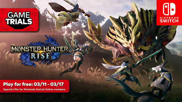 monster hunter rise free trial limited time nintendo switch online subscribers 2021 action role-playing game capcom sunbreak dlc expansion showcase 2022