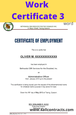 Sample Certificate of employment