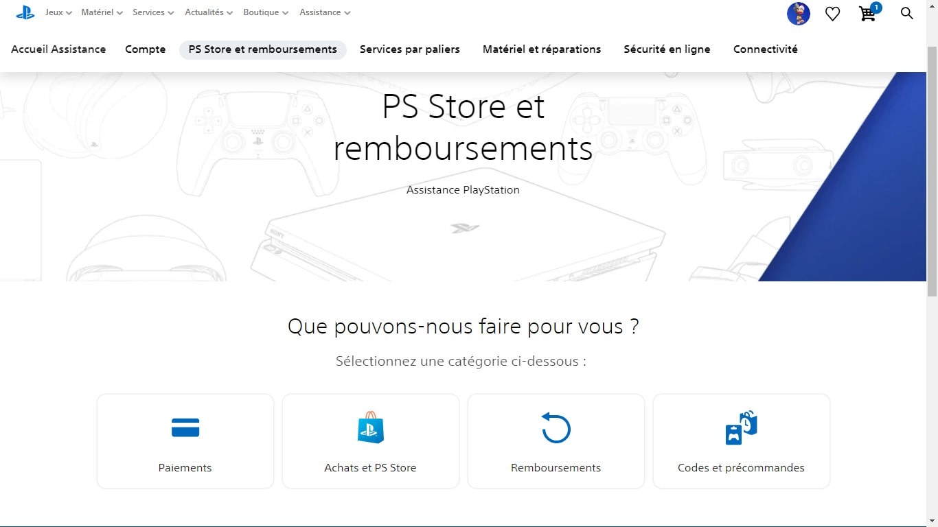 ecran de services playstation