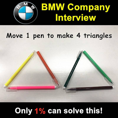 Move 1 Pen to Make 4 Triangles Answer