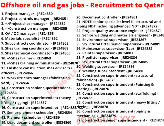 Offshore oil and gas jobs - Recruitment to Qatar