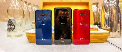 From left to right - 2019 LG G8 (Korea), 2019 LG V50 ThinQ 5G, 2019 LG G8 (USA)