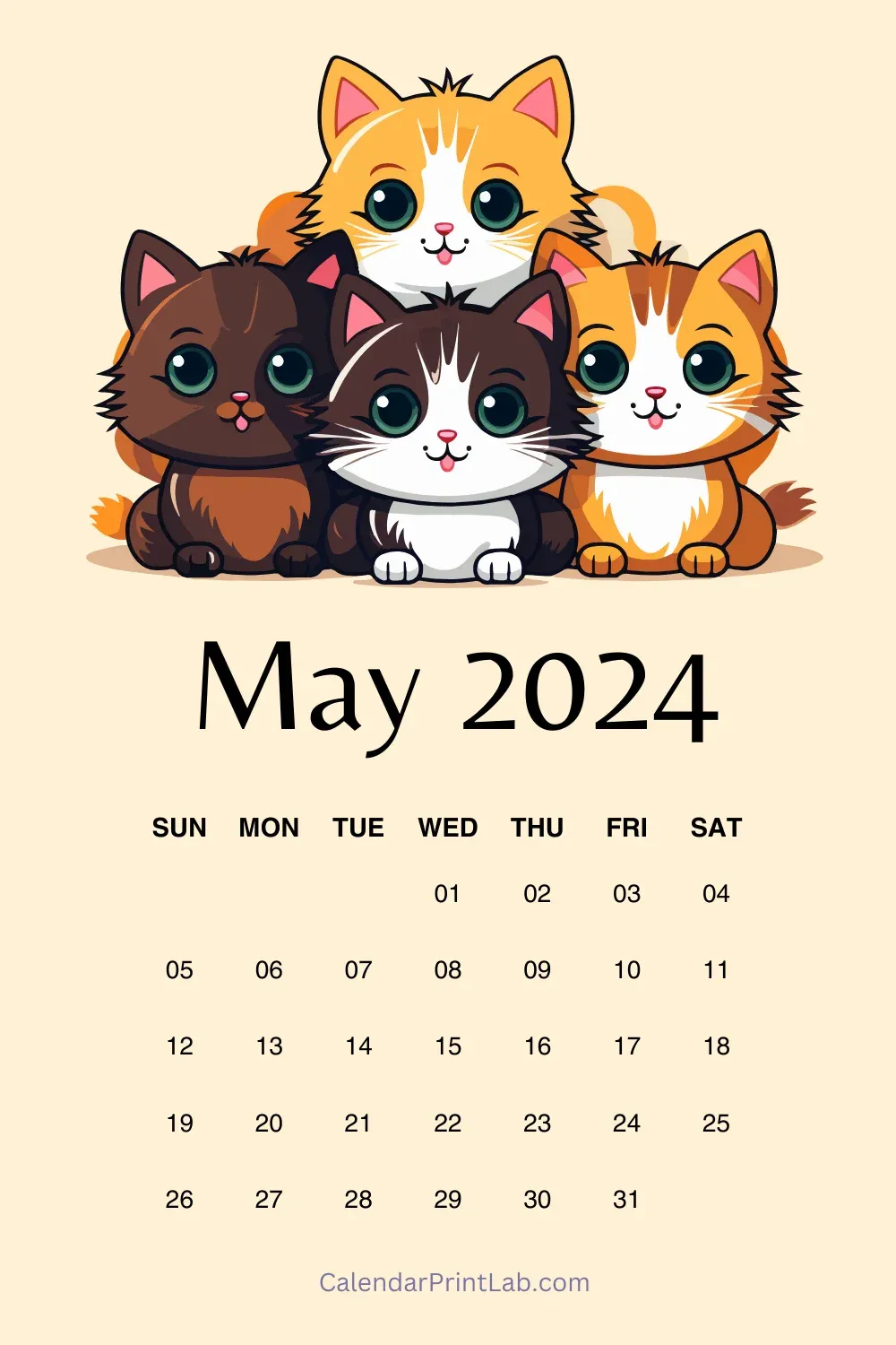 Free May 2024 Cute Calendar