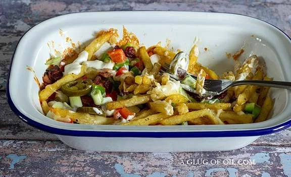 Dirty fries in a bowl