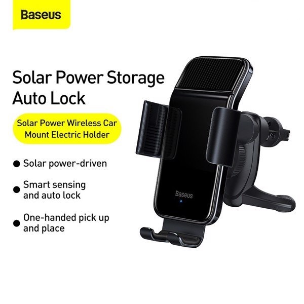 Đế giữ điện thoại tích cảm biến Baseus Smart Solar Power Wireless Car Mount Electric Holder