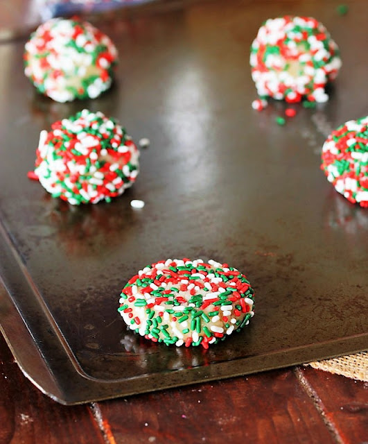 Christmas Sprinkle-Coated Sugar Cookies Ready to Bake Image
