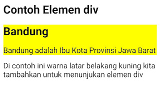 Hasil Program 2 : Elemen HTML di dalam elemen div