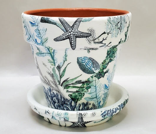 Coastal Decoupage Terra Cotta Pot Idea