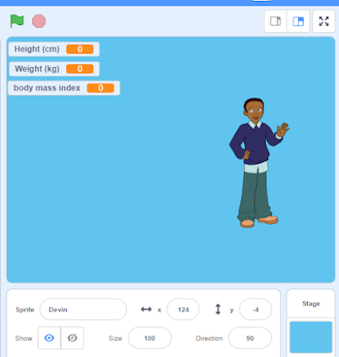 Body mass index calculation on Scratch Program