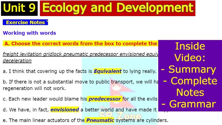 Class 12 English Book chapter 9| Ecology and Environment | Exercise PDF