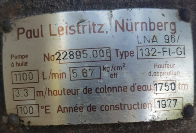 PAUL LEISTRITZ 132-FI-GI SCREW PUMP