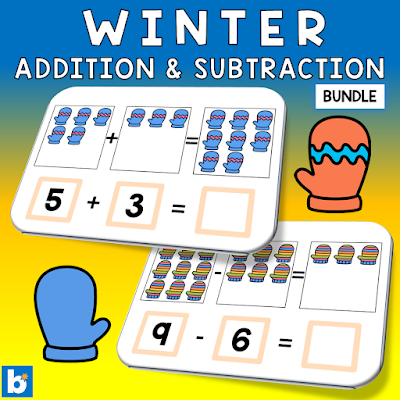Math Activity Addition Subtraction Winter Mittens