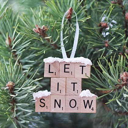 Scrabble Tile Ornament - Let It Snow